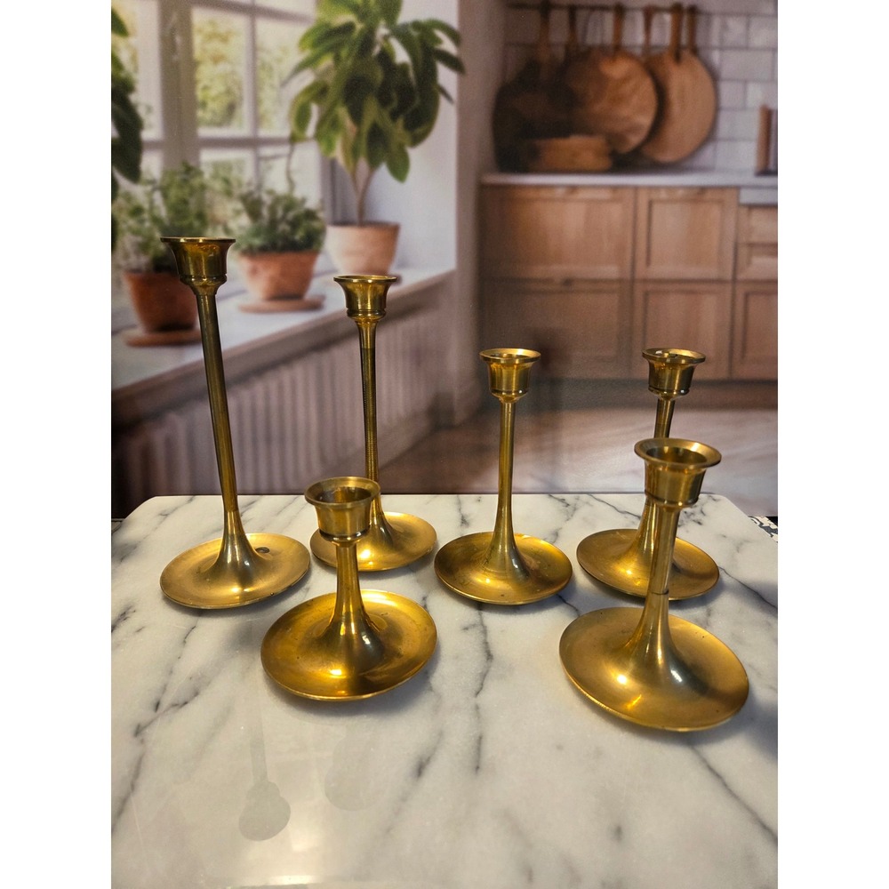 Brass Taper Candle Holders - Set of 6